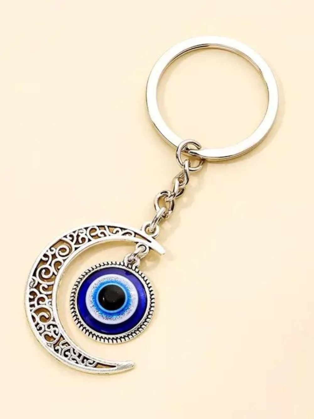 Evil Eye Moon Keychain